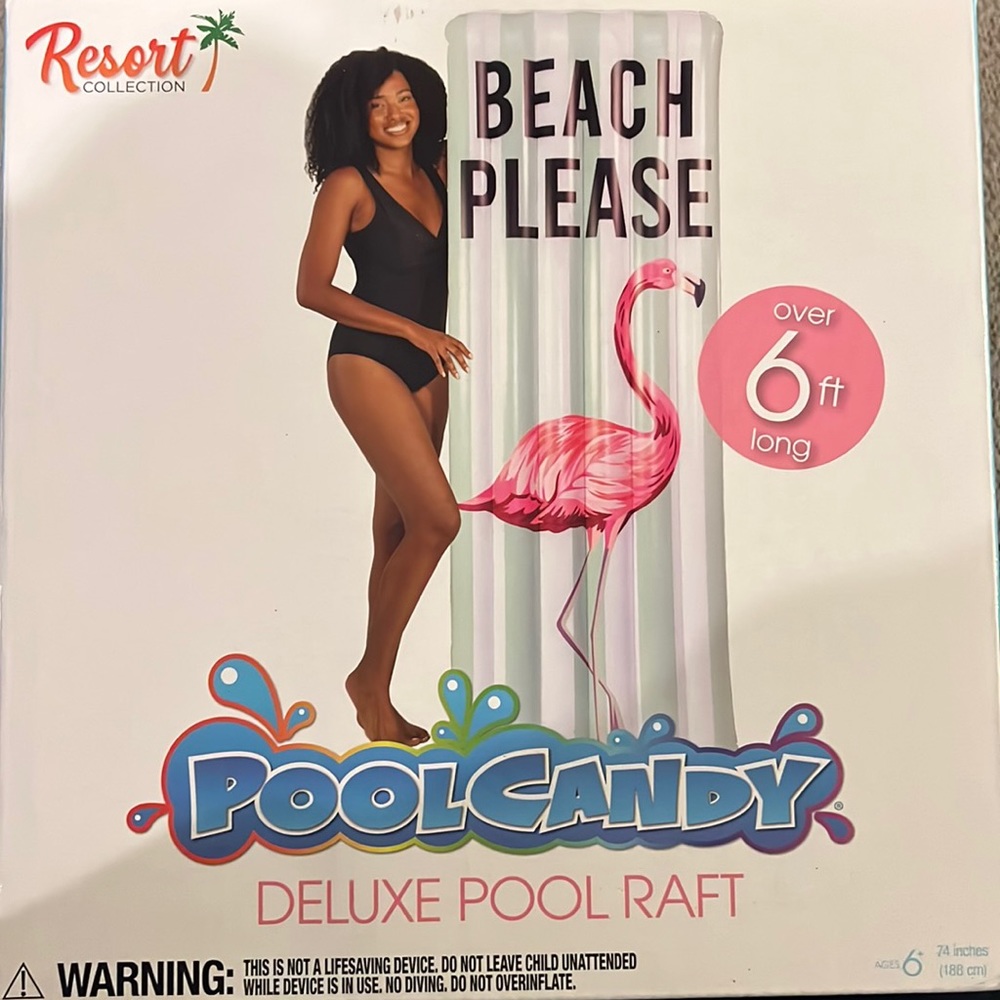 Pool Candy Resort Collection Flamingo “Beach Please” Deluxe Pool Raft - Picture 3 of 4